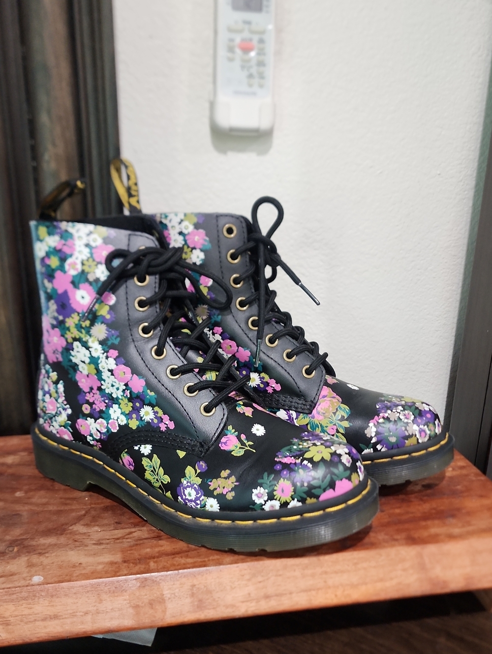 Dr. Martens Black Floral Lace-Up Boots